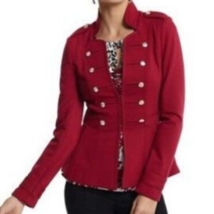 WHBM Red Military Ponte Blazer Jacket Size 14